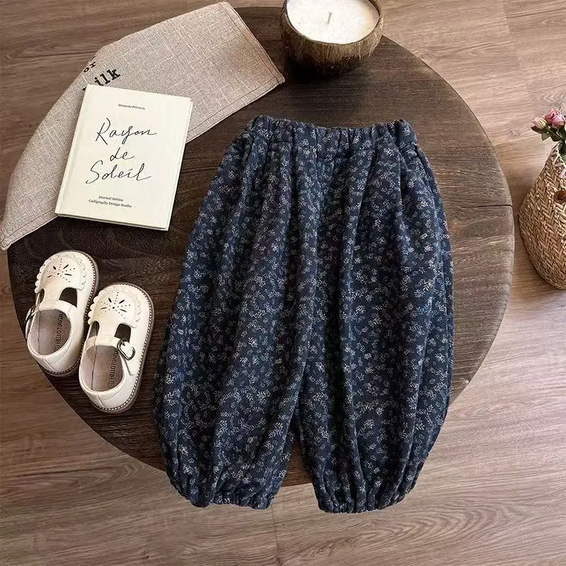 Girls Set Spring Autumn Children's Knitted Cardigan Long Sleeve T-shirt Floral Pants Three-piece Set Kids Clothing 5