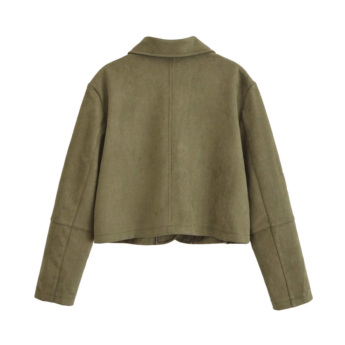 

ZAB Autumn New Sle Women's Faion Design Retro Suede ort Coat Long Sve Turn-down Collar Versatile Polyester Fiber