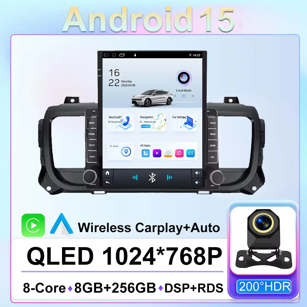 9.7 Android 15 For Citroen Jumpy 3 SpaceTourer For Peugeot Expert 3 For Toyota Proace 2016-2021 Multimedia Video Player Carplay