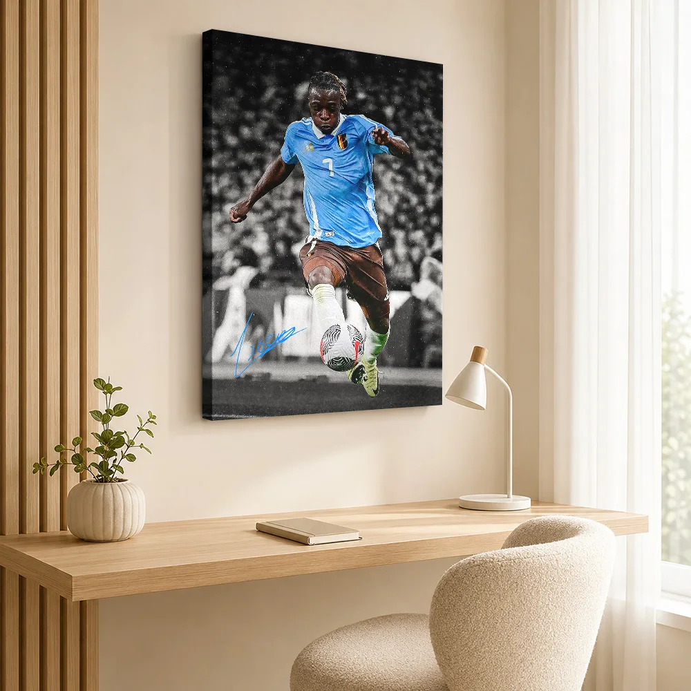 Jeremy Doku Soccer Tribute Canvas Print Poster Modern Style Canvas Wall Art With Customized Photo For Home Gym Ideal Coach Gift
