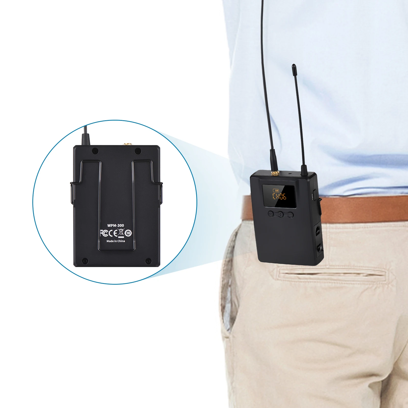 TAKSTAR WPM-300R Drahtloser Audioempfänger mit In-Ear-Kopfhörer, UHF-Bodypack-Empfänger, LED-Digitalanzeige für Bühnenstudio, Simulta