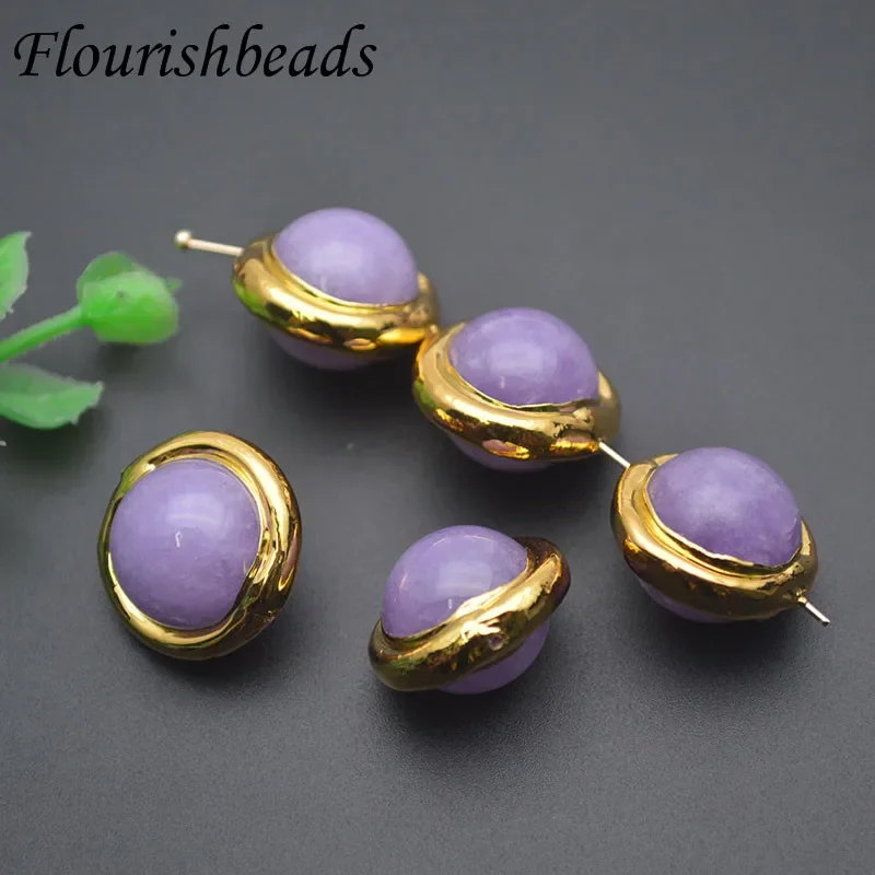 

Gold Plated Purple Color Round Stone Loose Beads for DIY Jewelry Necklace Bracelet Accessories