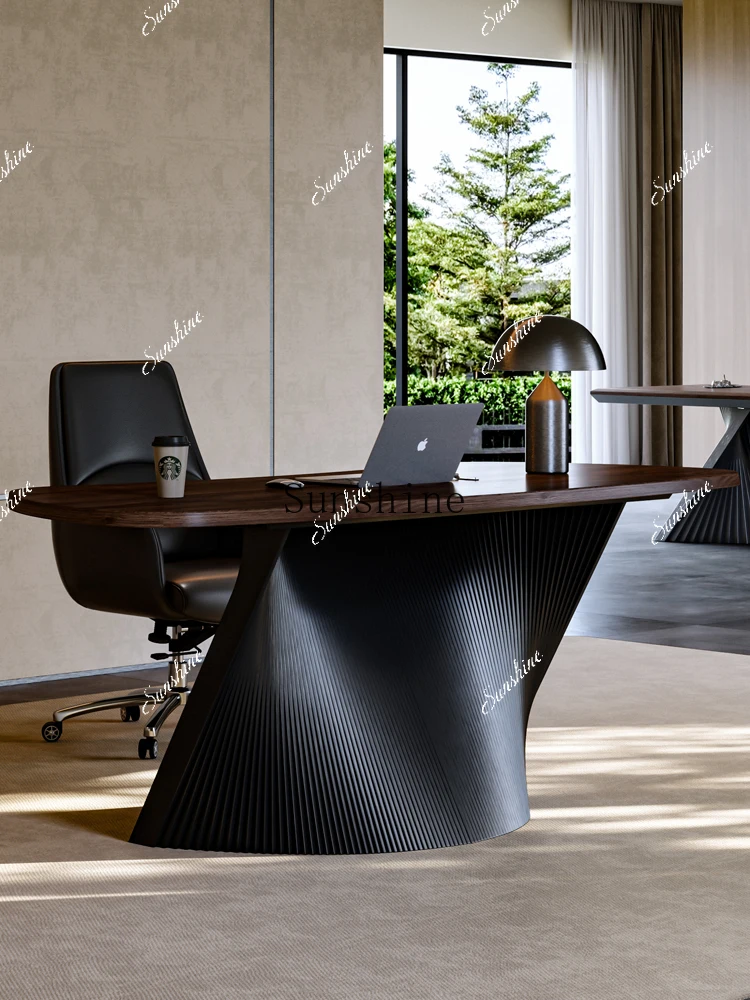 

Black walnut desk light luxury high-end home living room computer Italian high-end FT