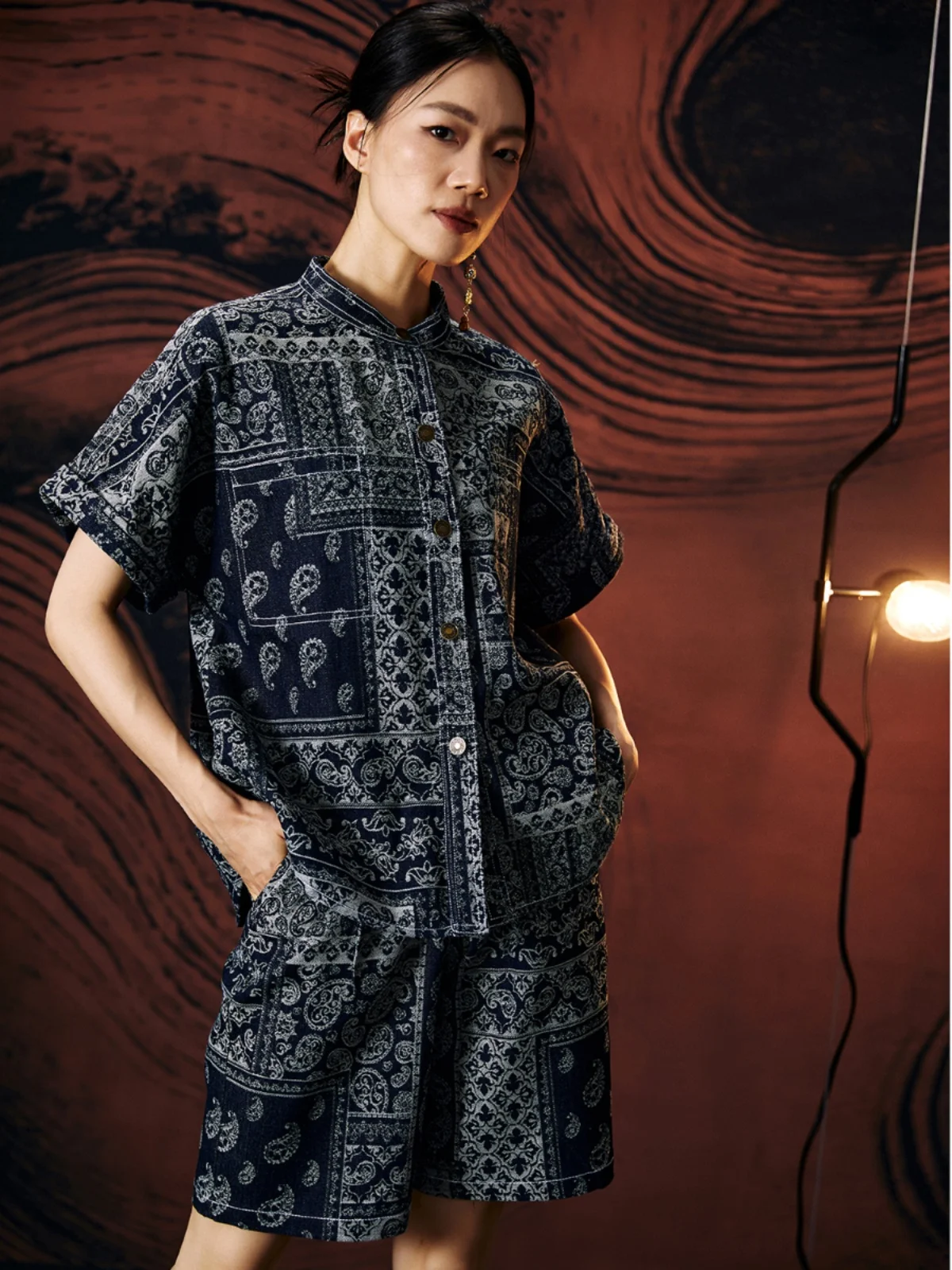 Fashionable Retro Tang Suit Set Original Design Denim Embroidery Improved Chinese Style Women's Clothing Trendy National Trend