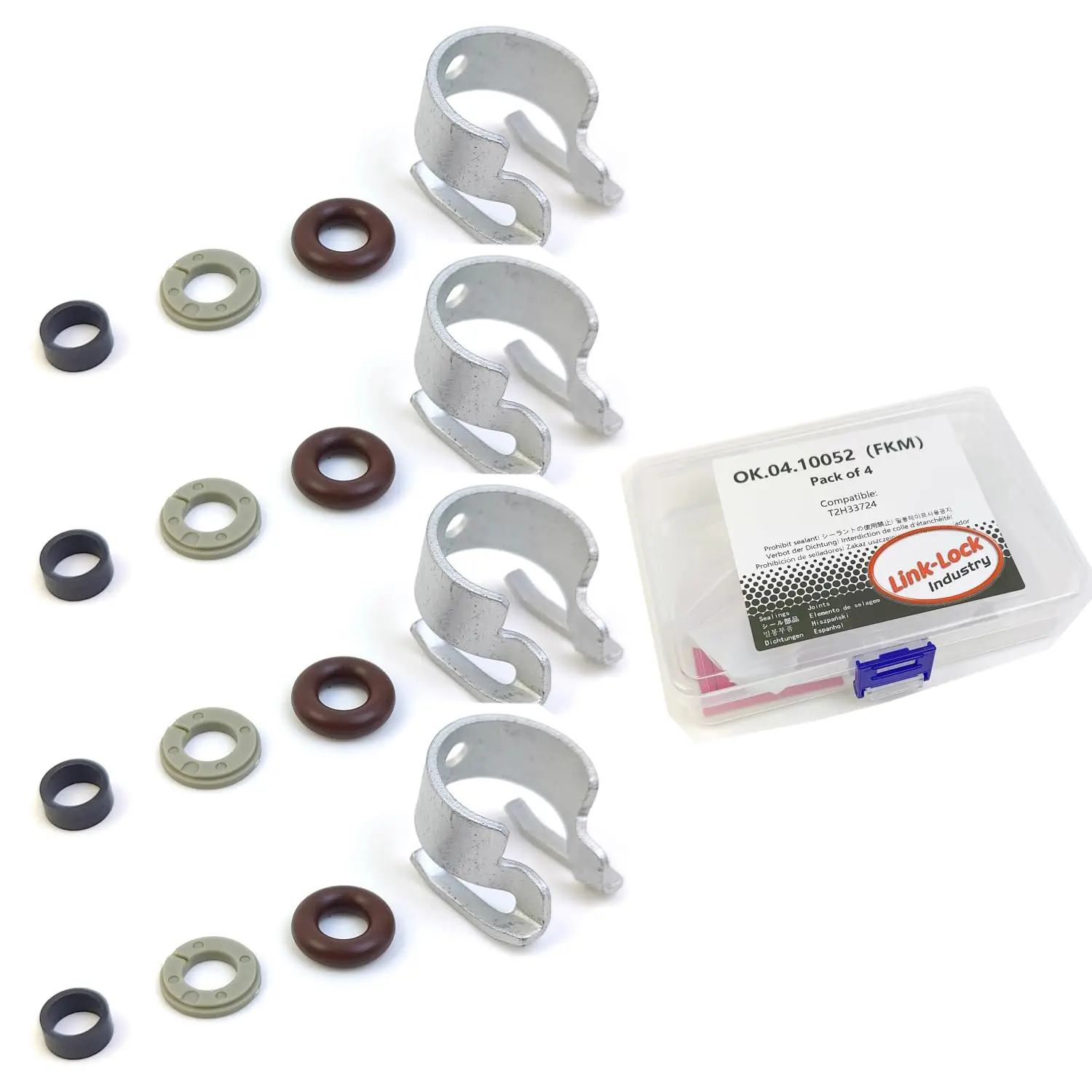 

LINK-LOCK 4Set OK.04.10052 fuel injector repair kit T2H33724 with FKM Viton O-RING For JAGUAR 2.0T P250 P300 204PT