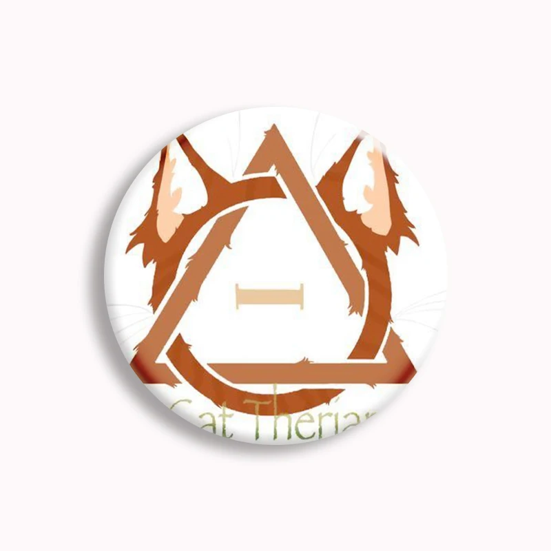 Cartoon Cat Therian Symbol Button Pin Cute Wolf Fox Theta-Delta Sign Aesthetic Brooch Badge Bag Decorate Jewelry Friends Gift