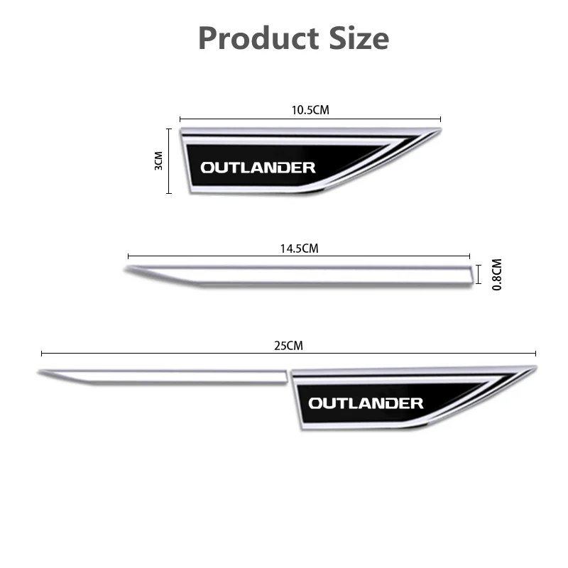 25X3CM Auto Door Fender Side Blade Badge Car Body Sticker For Mitsubishi Outlander 1 2 3 CUOW CWOW CWO 2003-2021 2012 2013 2014