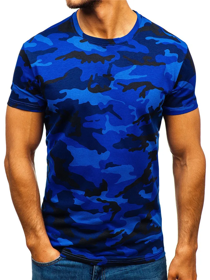 Men\'s Camo Pattern Outdoor Sporty T-Shirts Short Sleeve Summer 3D Print Loose Casual Fitness Tops Round-Neck Man Big Size Tees