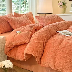 Tafuru Milk Fleece Single Quilt Set Autumn/winter Thickened Warm Solid Color Duvet Cover 200x230 220x240 Bedding for Double Use