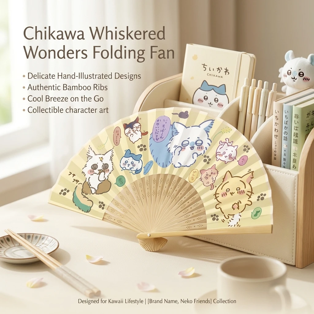 Chiikawa Cartoon Usagi Cloth Folding Fan Portable Handheld Fan Cute Kawaii Summer Student Mini Pocket Fan Outdoor Travel Gift