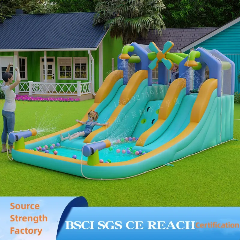 2024 Inflatable Water Slide Trampoline Oxford Children's Combination Water Slide Home Business