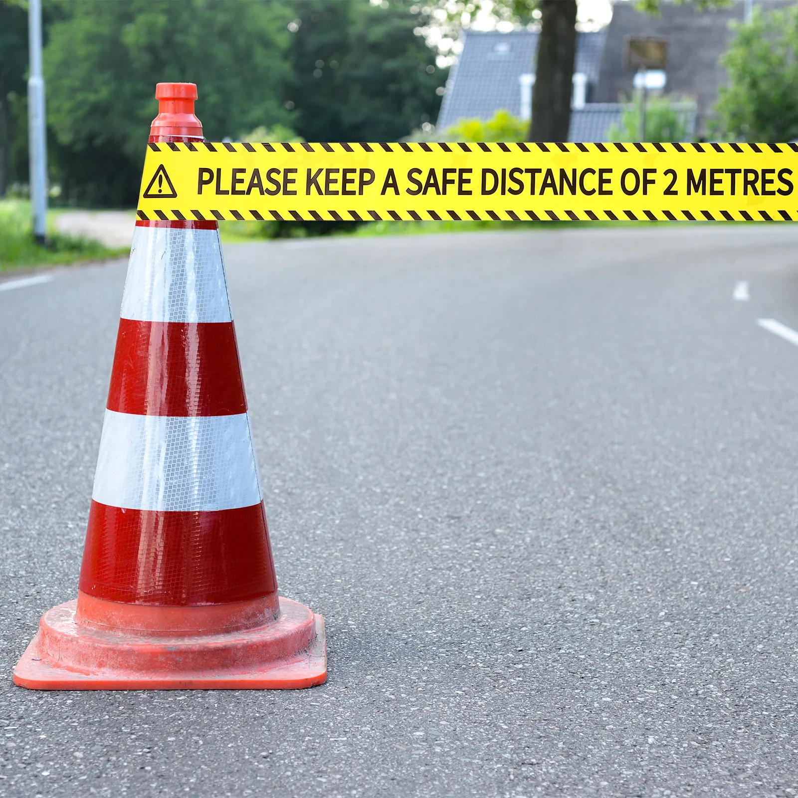 1 Roll Black and Yellow Caution Tape Bopp Self-Adhesive Warning Tape Waterproof Tear Resistant for Construction Road Safety
