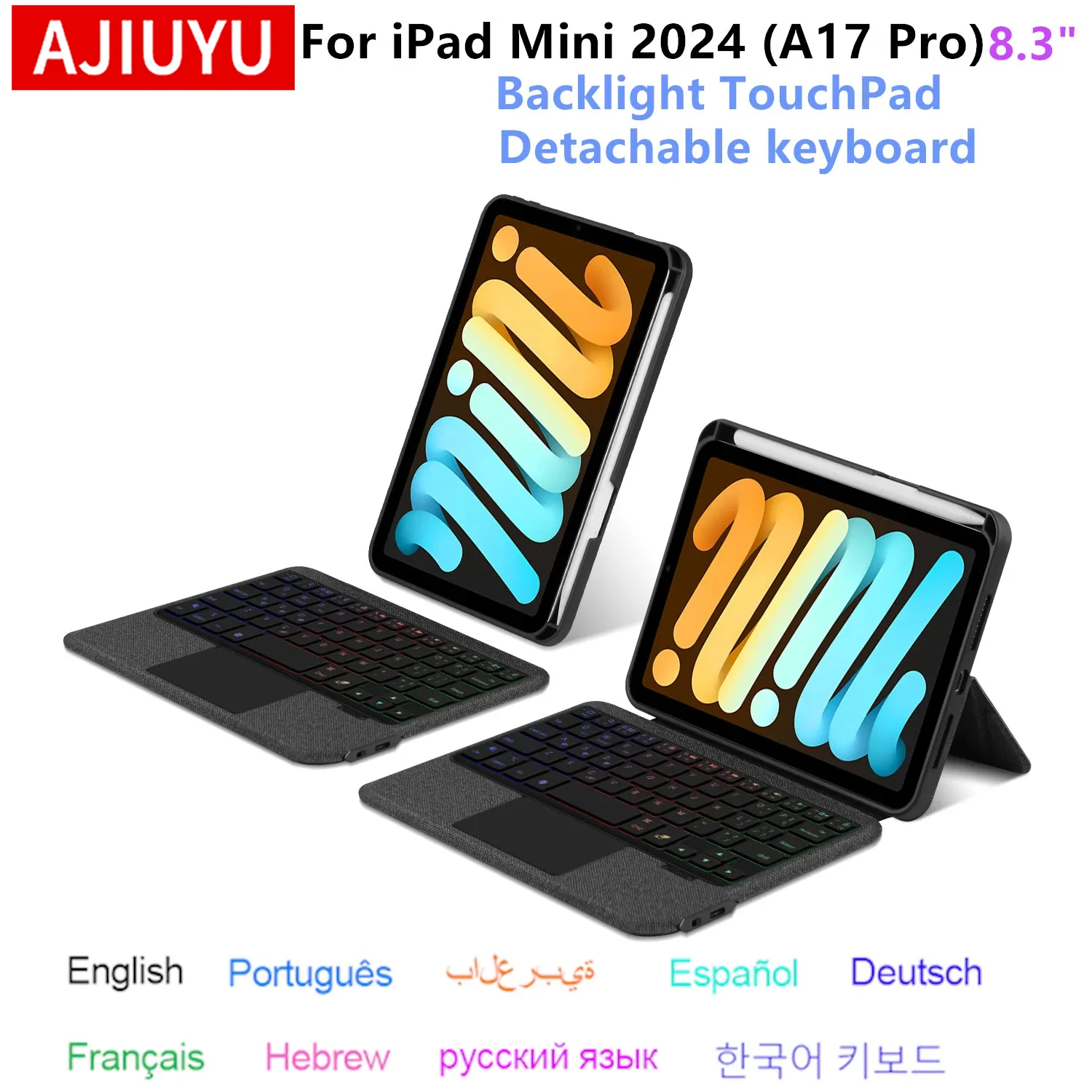 

Клавиатура с подсветкой Magic для iPad Mini 7, чехол для iPad Mini 2024 A17 Pro 8.3 дюйма, умная клавиатура с тачпадом и подставкой