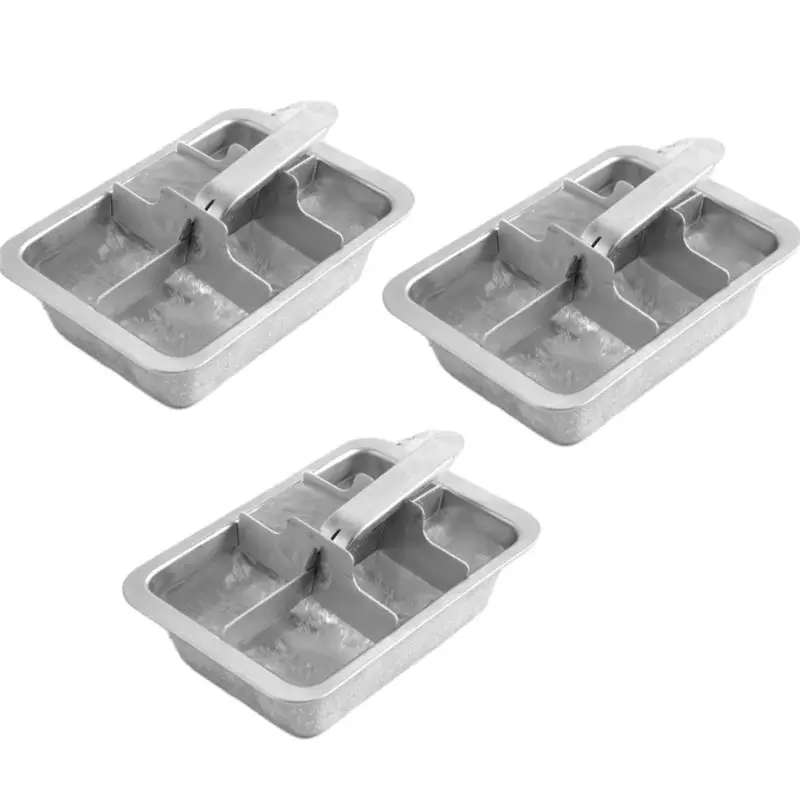 AEE4-3 Packs 6-Slot Icecube Tray With Easy Release Handle Stainless Steel Icecube Tray For Making Various Icecubes