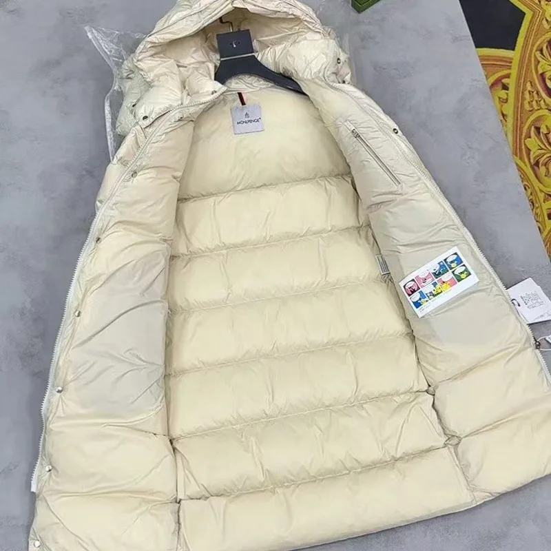 Chaqueta de plumón de pato de invierno Real Shot, cintura delgada gruesa por encima de la rodilla, chaqueta de plumón larga para hombres y mujeres, chaqueta cálida para parejas, abrigos de marea