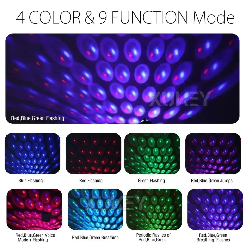  1 Pack Car Roof Interior Night Lights 9 Functional Modes Adjustable Romantic Atmosphere Ambient USB Star Projector Strobe