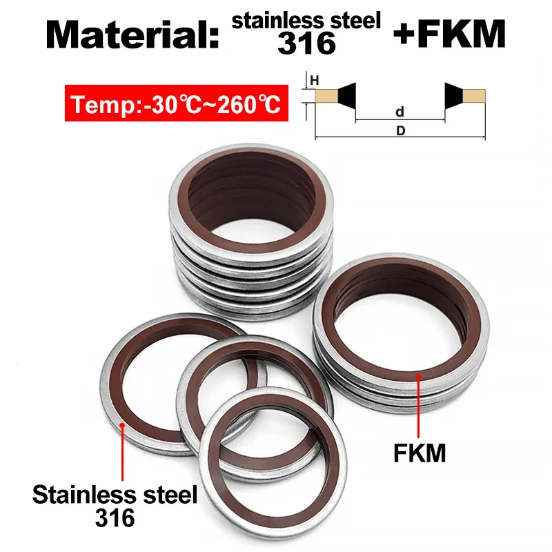 ID5 8 10 15 20 30~ID 60 Nitrile Rubber Gasket High Pressure Hydrated Metal Seal Ring FKM Wear Resistant Combined O Rings