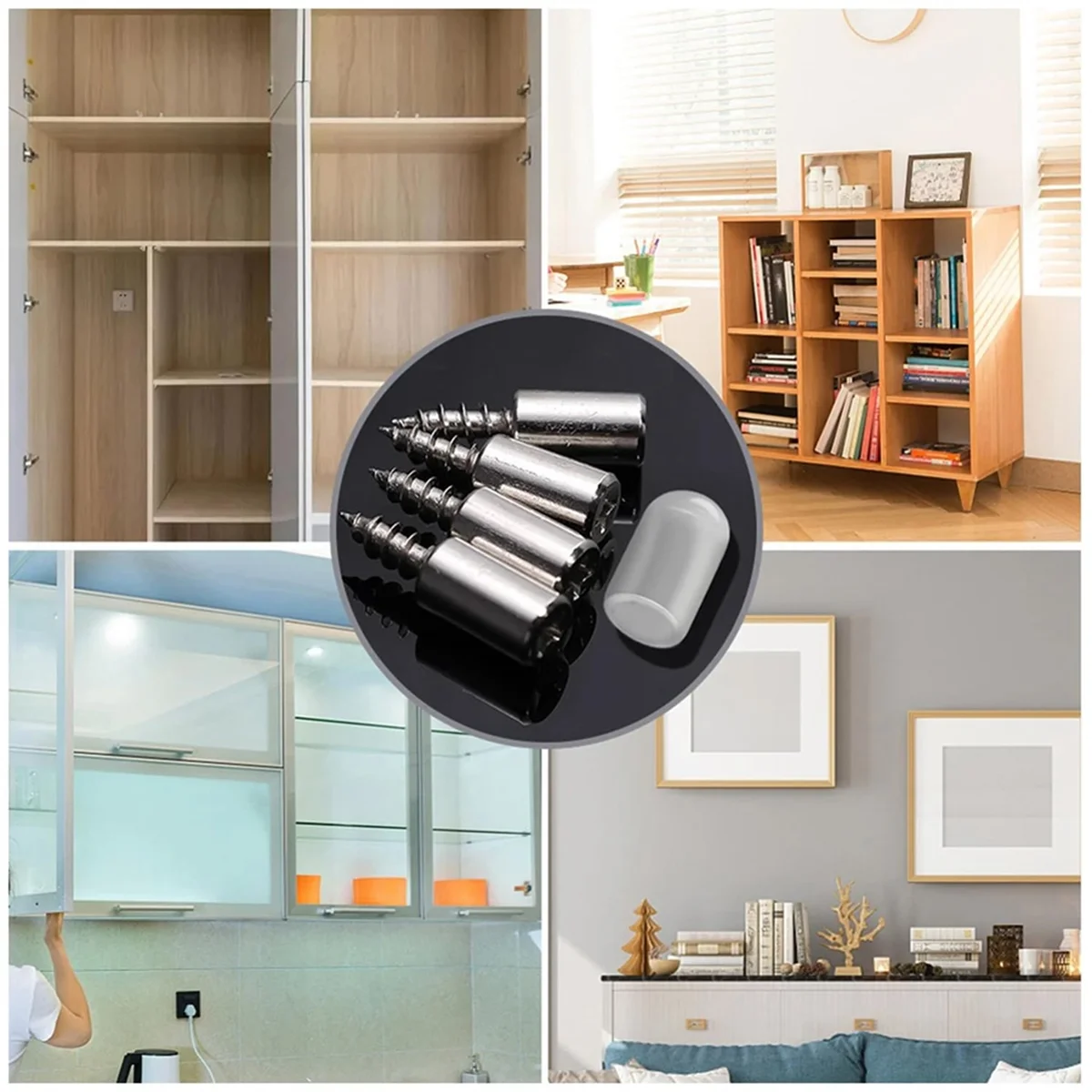 ABNJ Fixed Support Self-Tapping -Screw, Cabinet Glass Partition Nails , with Rubber Sleeve Screw Plate Support