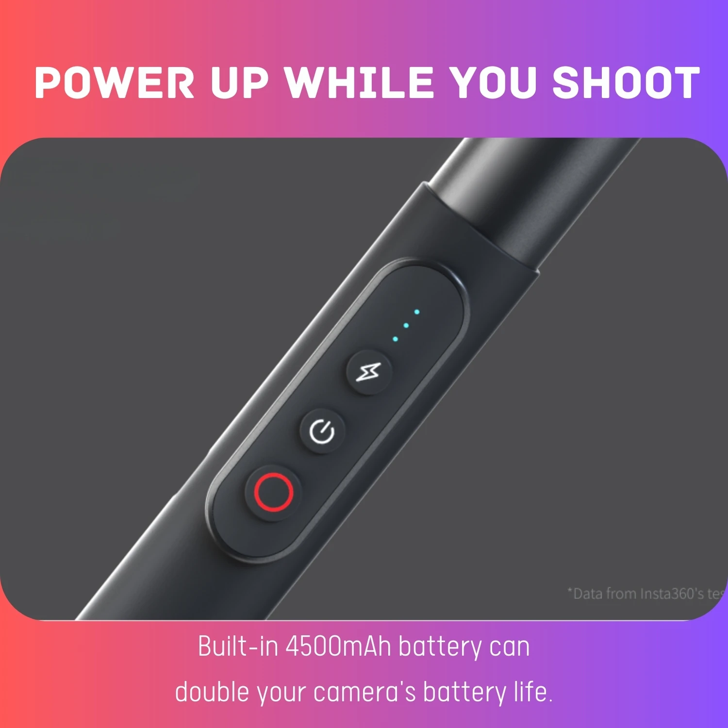 Insta360 X4 Power Selfie Stick Invisible Remote Power Bank Grip 4500mAh for Insta360 Ace Pro X3 ONE RS R X2 Original Accessory