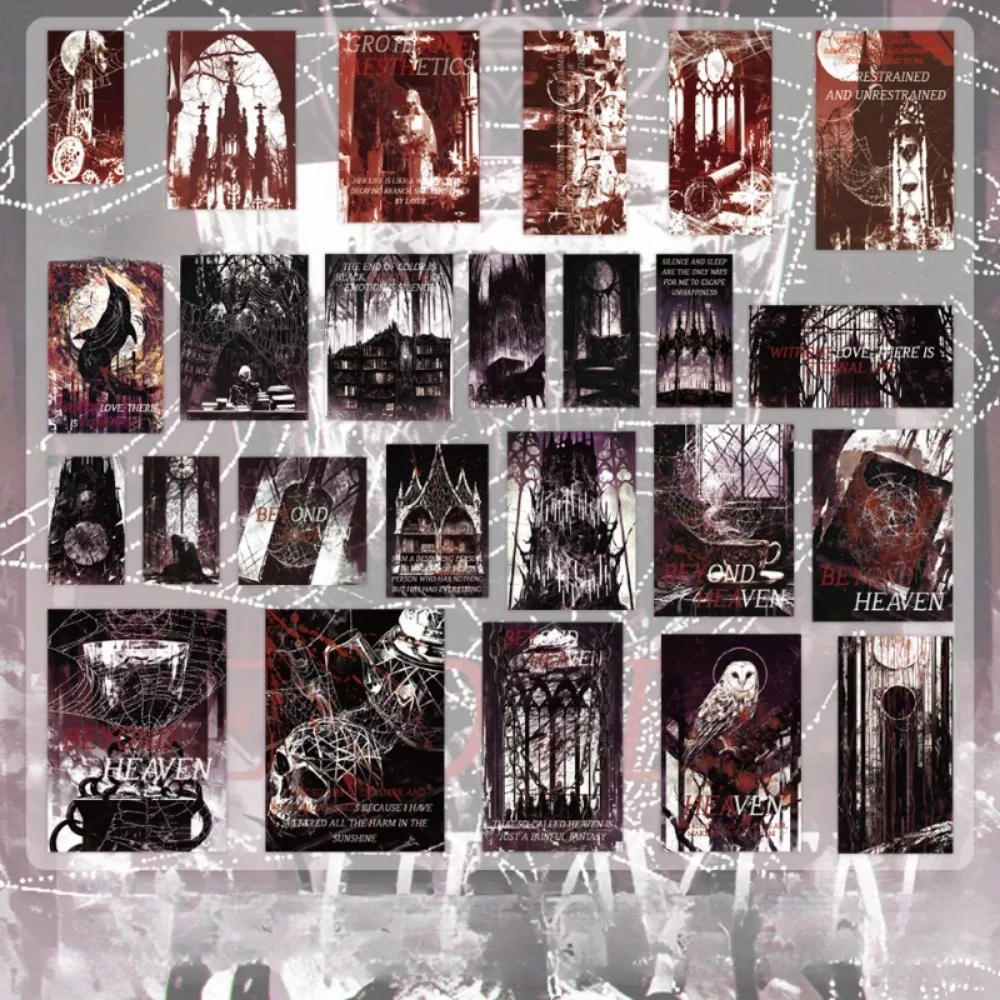 2 Pack 50 Sheets Gothic Sticker Set, Dark Aesthetic Decals for Journaling, Scrapbooking & DIY Crafts