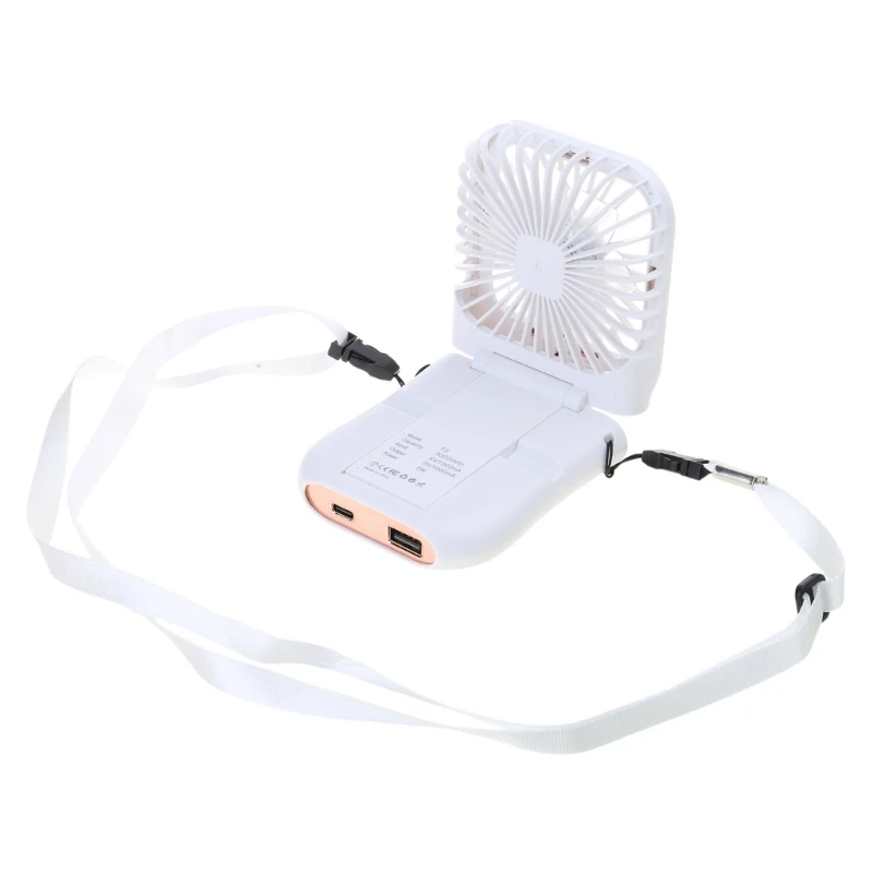 QM Folding USB Small Fan Handheld Desktop 3000mAh Desk Cooling Fan 3 Gears