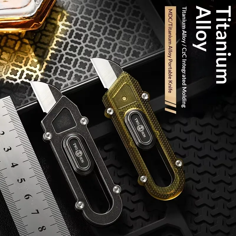 PioneerEDC Titanium Alloy Utility Knife Handmade Premium Craft Unboxing Cutter Portable EDC Practical DIY Cutting Tool