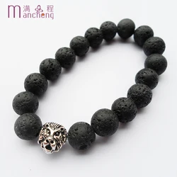 official-website tiki Women 10MM Lava bracelet Ancient lion head chain bracelet jewelry Man Lion heads bracelet