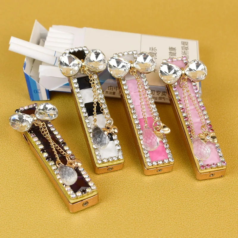 DIY Diamond Lighter Creative Custom Sexy Pink Lighter Smoking Accessory USB Charging Ladies Lighter Best Gift