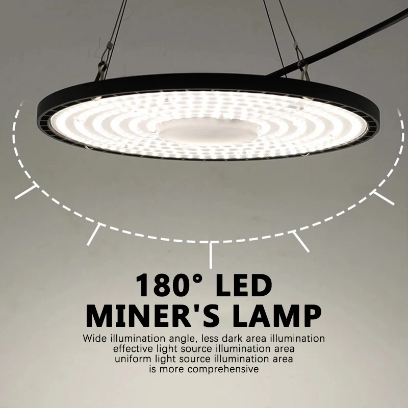 

High Bay Lights 100/150/200W Super Bright UFO LED Waterproof Commercial Market Warehouse Garage Industrial Lighting