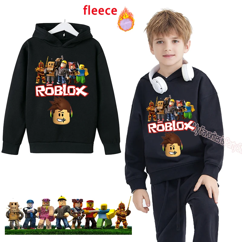 Hot Roblox felpa con cappuccio in pile abbigliamento ragazza ragazzo pullover cartone animato felpa Oversize con cappuccio bambino Top Coat tuta