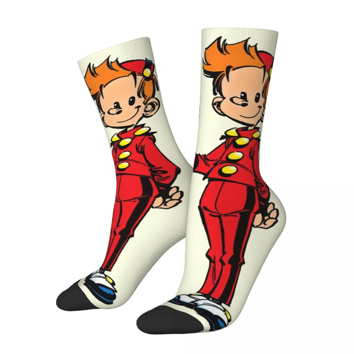 Calcetines de compresión divertidos para hombre, calcetín con estampado de Spirou Et Fantasio, Hip Hop, Harajuku, Le Petit Spirou