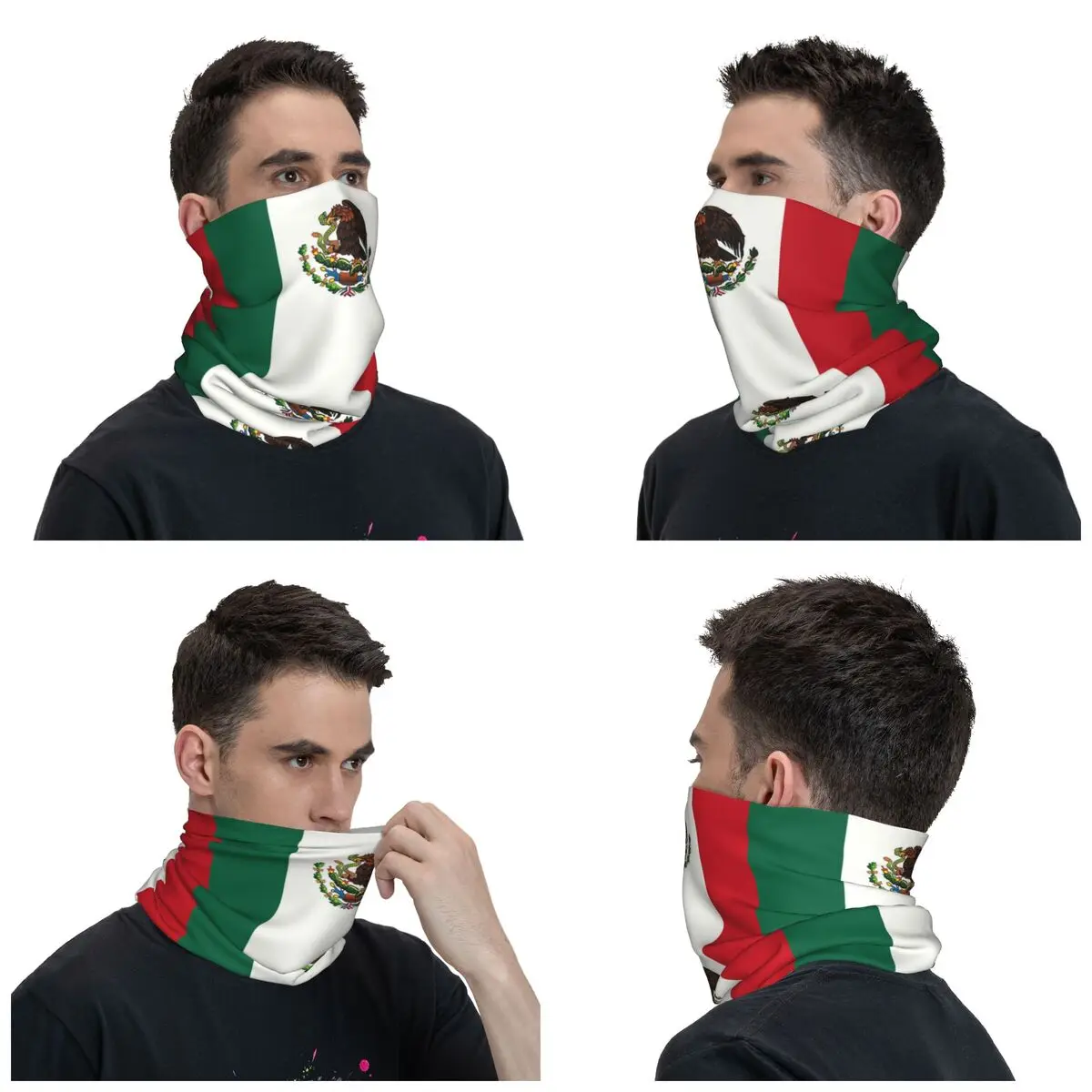 Custom Mexico Flag Bandana Neck Gaiter for Hiking Cycling Men Women Wrap Scarf Headband Warmer