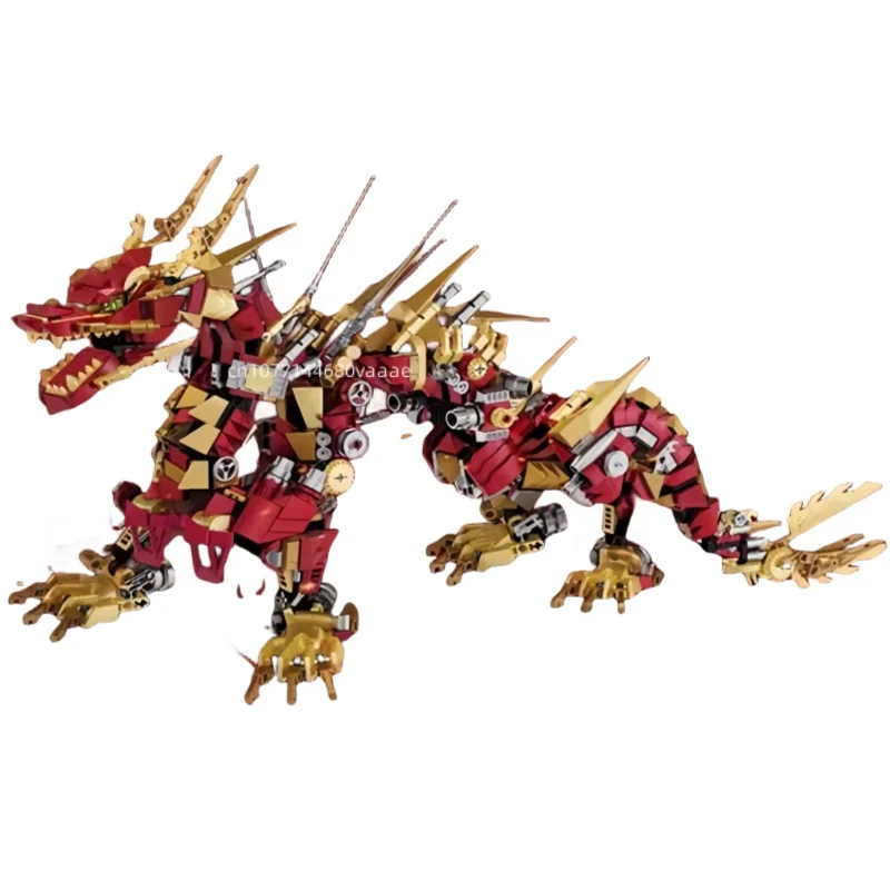 New Red Chinese Dragon Dragon Traveling The World Transforming Mecha Children's Assembled Building Blocks Boy's Birthday Toy