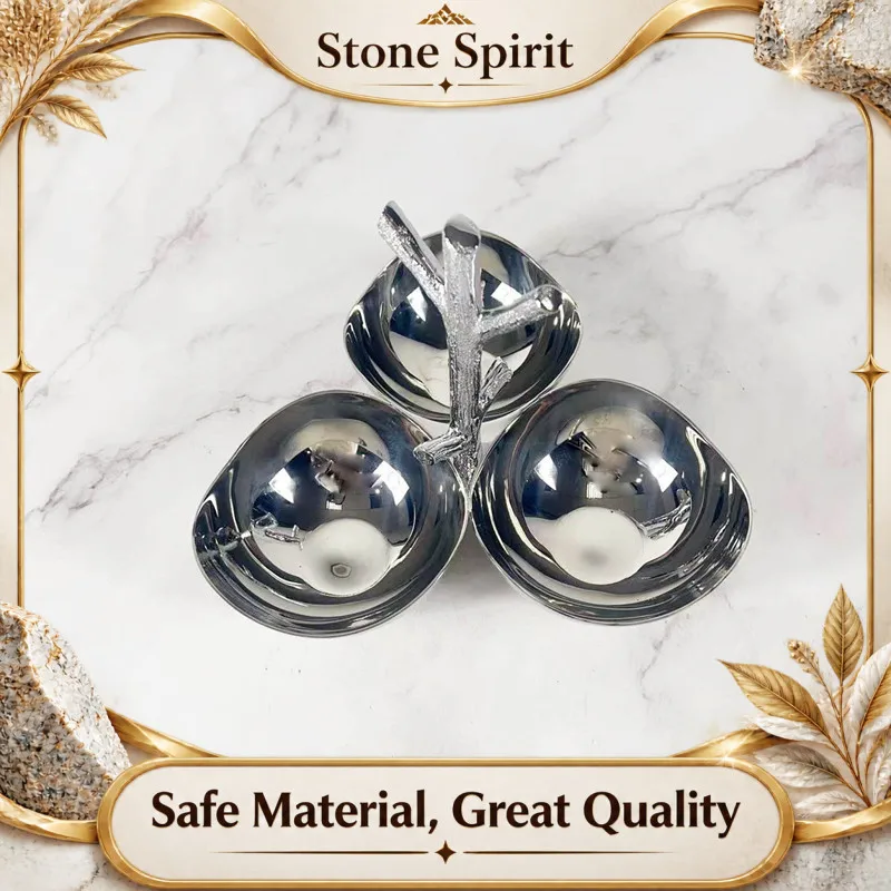 【Premium】3-grid Stainless Steel Tableware, Circular Appetizer Bowl Set, Dessert Plate, Service Plate, Appetizer, Seasoning Bowl