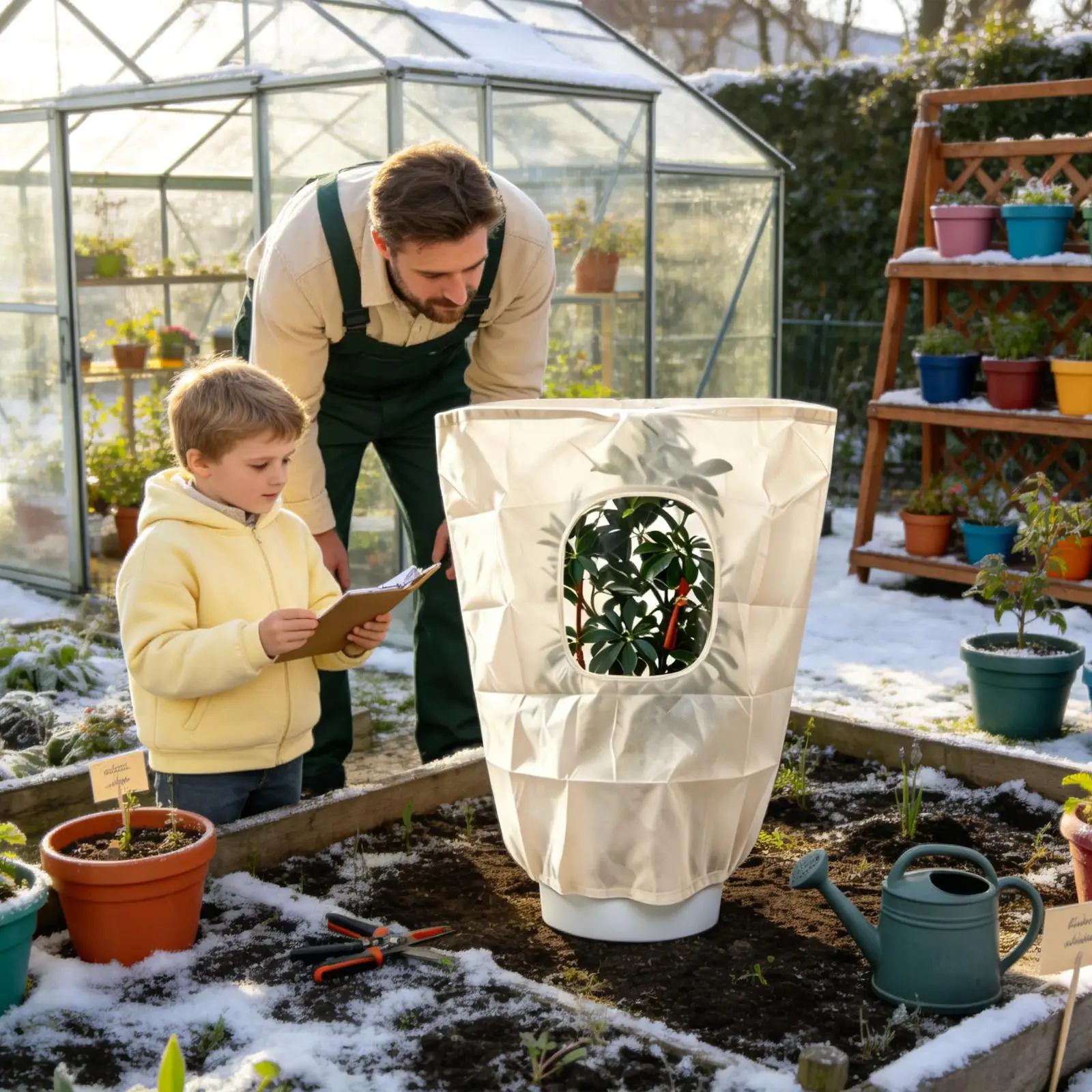 Shrub Freeze Barrier with Drawstring And Clear Window Winter Plant Covers for Garden Patio Balcony Backyard Lawn Farm Orchard