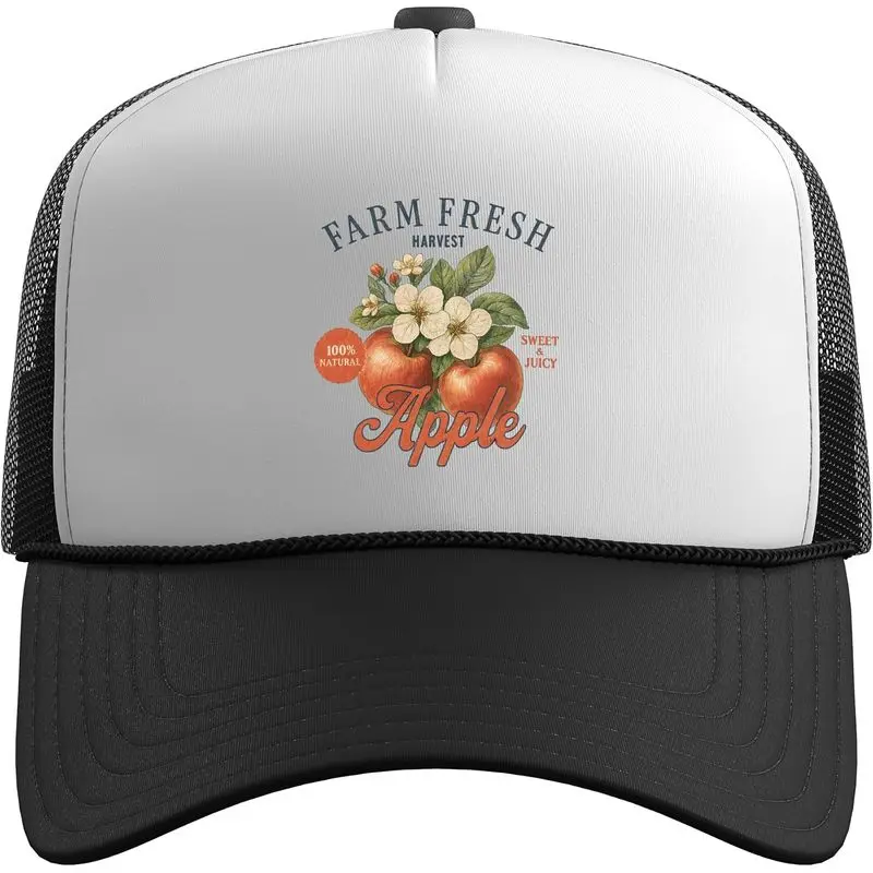 Fresh Organic Apples Farmer's Market Vintage Trucker Hat With Adjustable Mesh Back