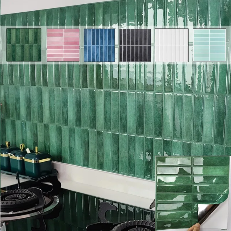 

3D PET Wall Self-adhesive Tile Stickers for Kitchen and Bathroom Mold Resistant Wall Protection10x10inch Living Room Decoration