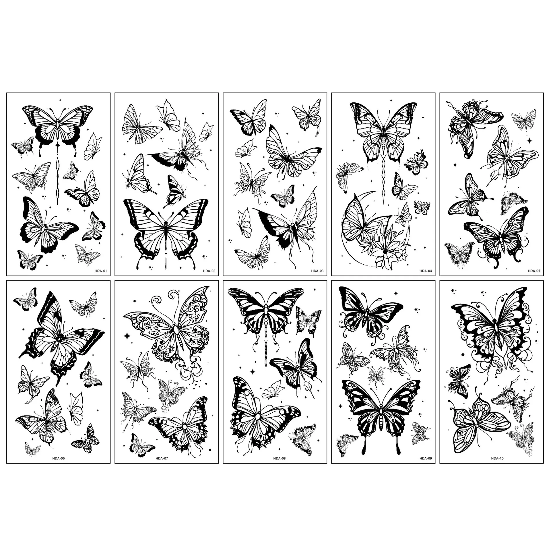 New black butterfly tattoo stickers advanced sense Instagram sexy female temporary collarbone arm tattoo stickers