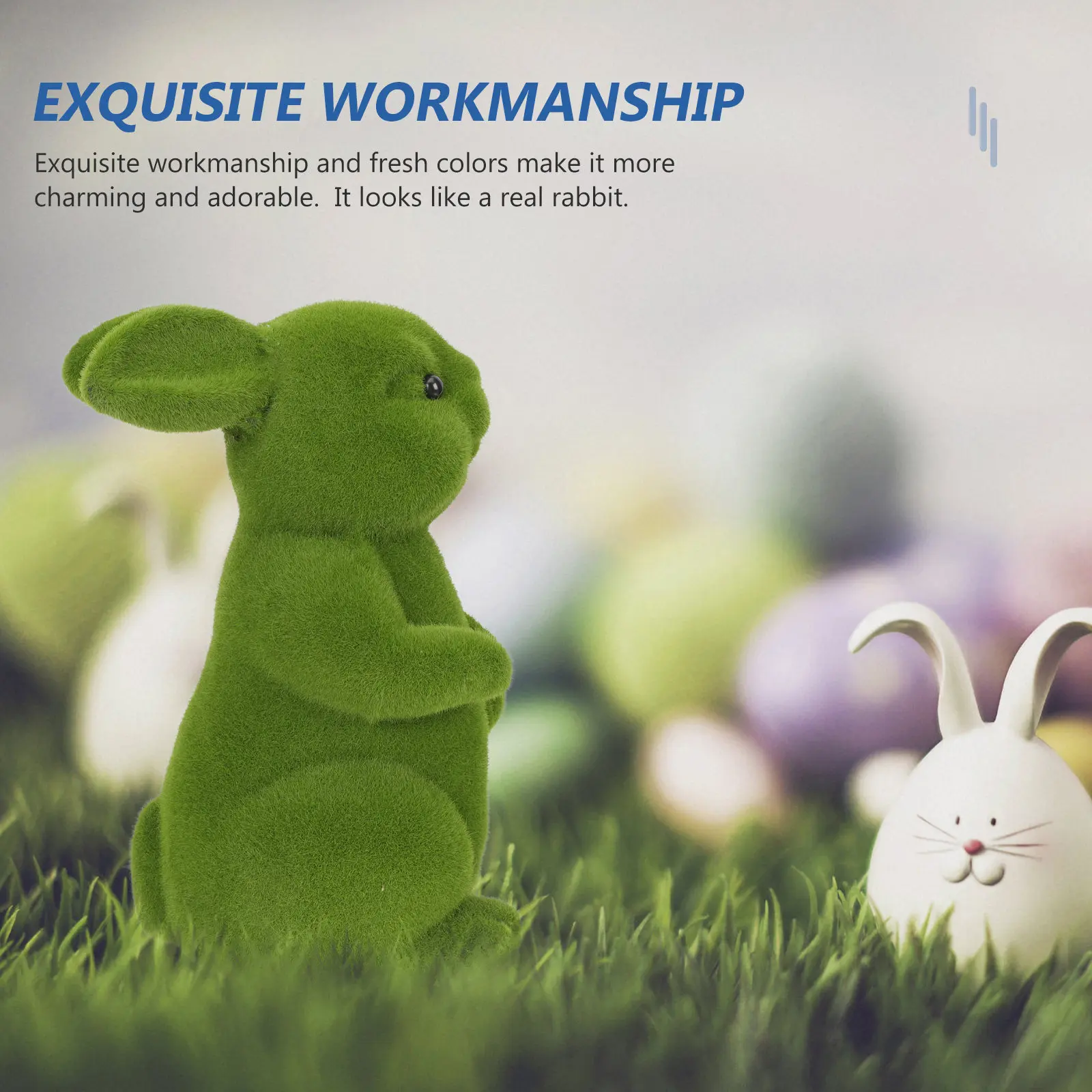 

Green Rabbit Ornament Easter Decor Garden Statue Outdoor Backyard Lawn Patio Tree Flower Decoration Festive Realistic Adorable