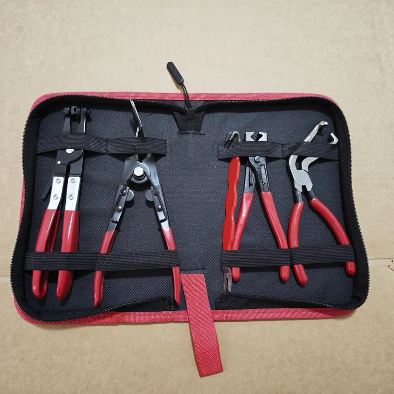 5-Piece Automotive Repair Pliers Set Car Tool Kit with Pipe Clamp Pliers Pipe Wrench Pry Bar And Round-Head Screwdriver