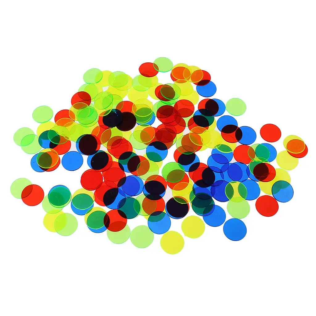 

300 pieces Transparent Bingo Chips Counter Made of Plastic , Mixed Color