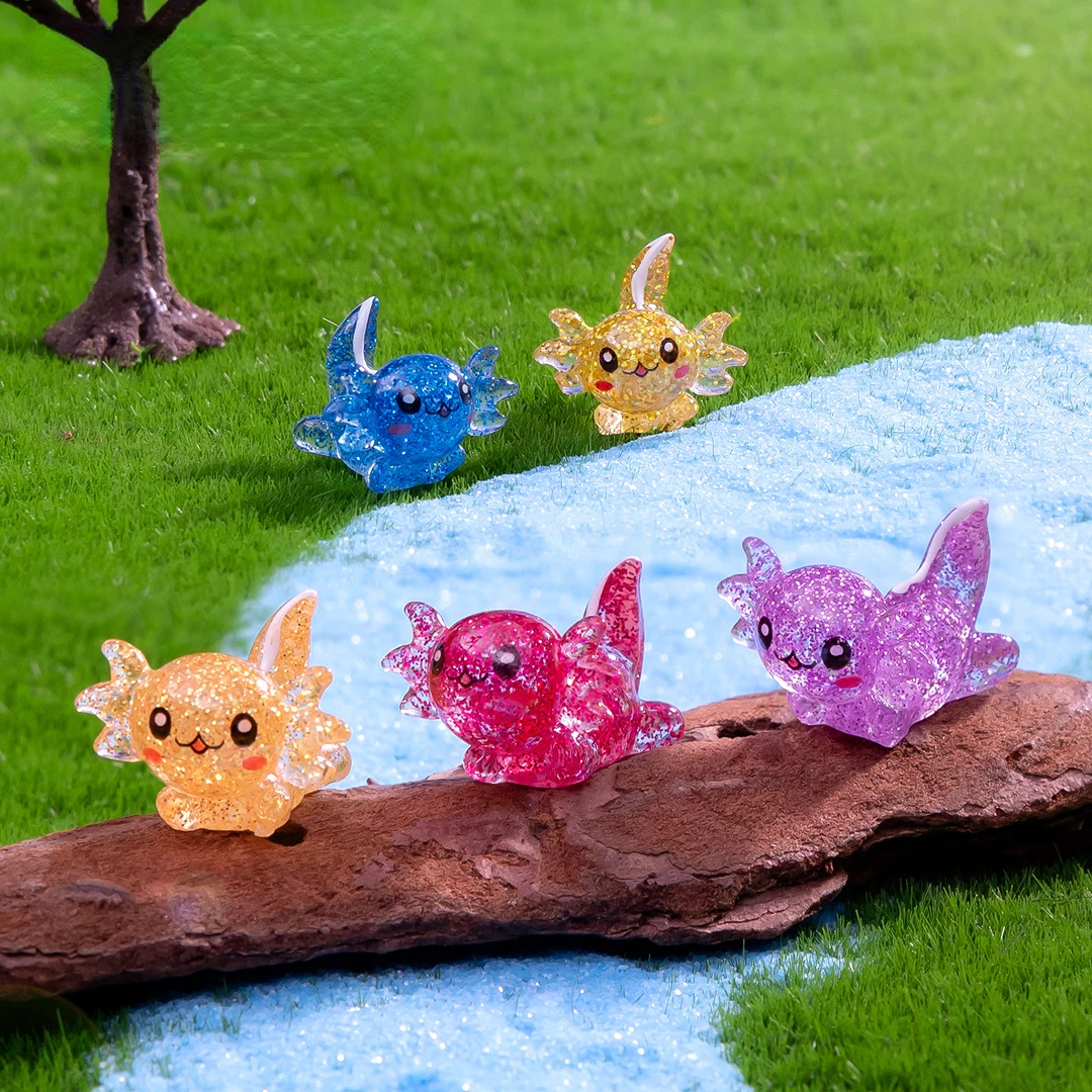 50 buah Mini Axolotl payet miniatur ambistoma Resin dekorasi meja patung peri taman aksesoris dekorasi rumah DIY rumah boneka