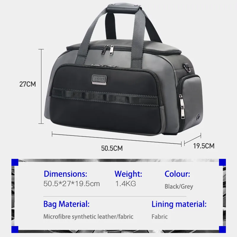 BOPAI men Travel Shoulder Waterproof Fitness Bag Large-Capacity Luggage Bag With Shoe Warehouse Design Business Luggage Bag