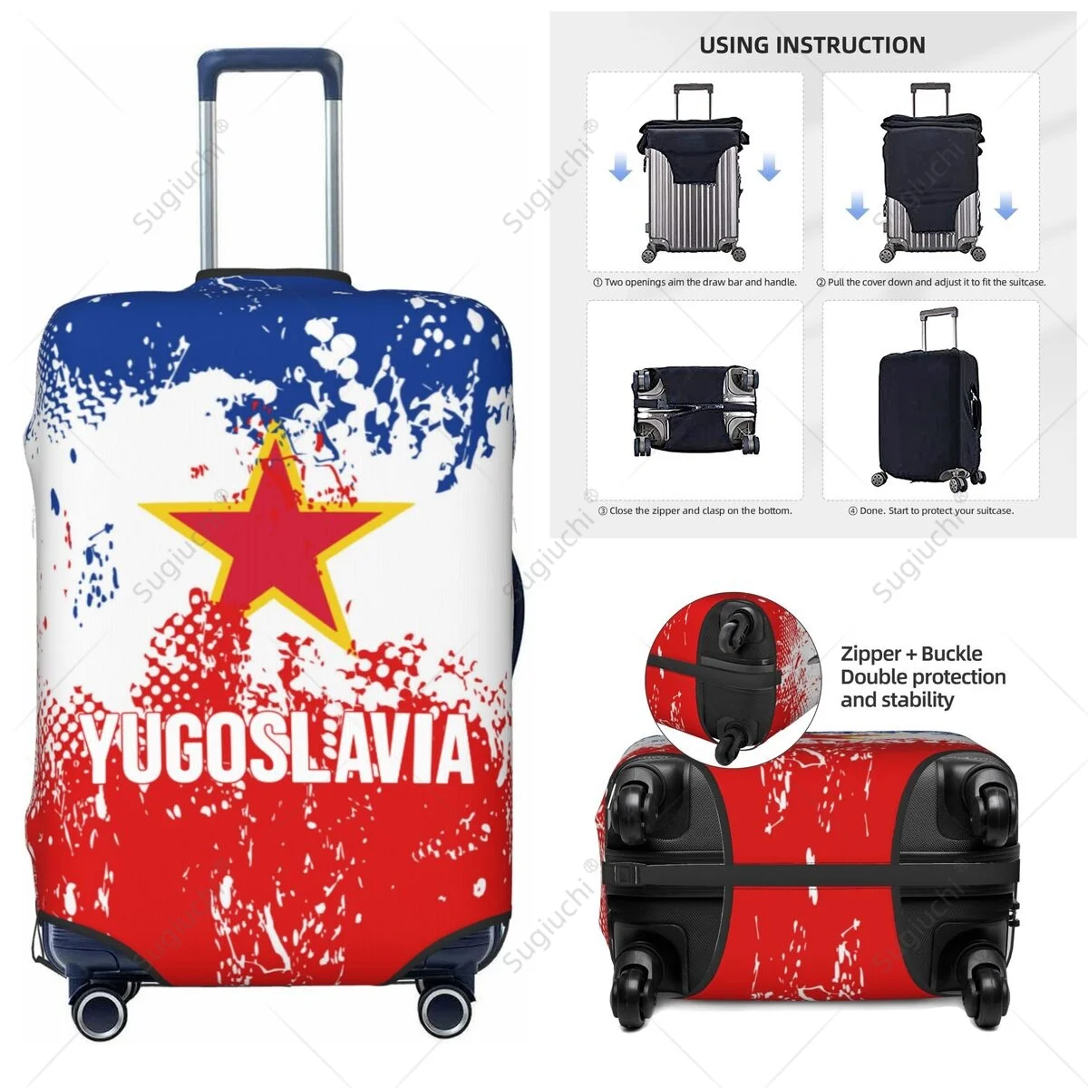 

Yugoslavia Flag Luggage Cover Suitcase Elastic Dust Case Travel Accessories Printed Baggage Case Protective