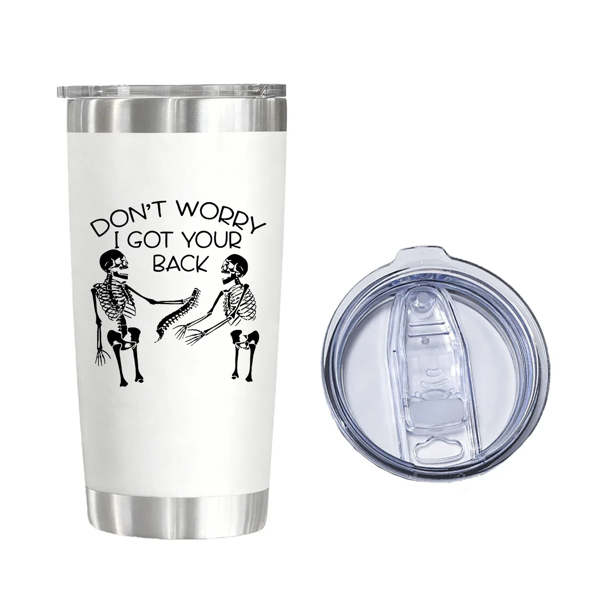 

Don't Worry I Got Your Back Skeleton Vacuum Flask 20 oz - Funny Halloween Gift Insulated Tumbler