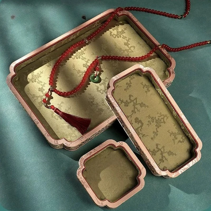 Palace Style Silk Jewelry Tray, Multi-Function Storage for Beads Bracelet & Perfume, Luxury Counter Display Prop