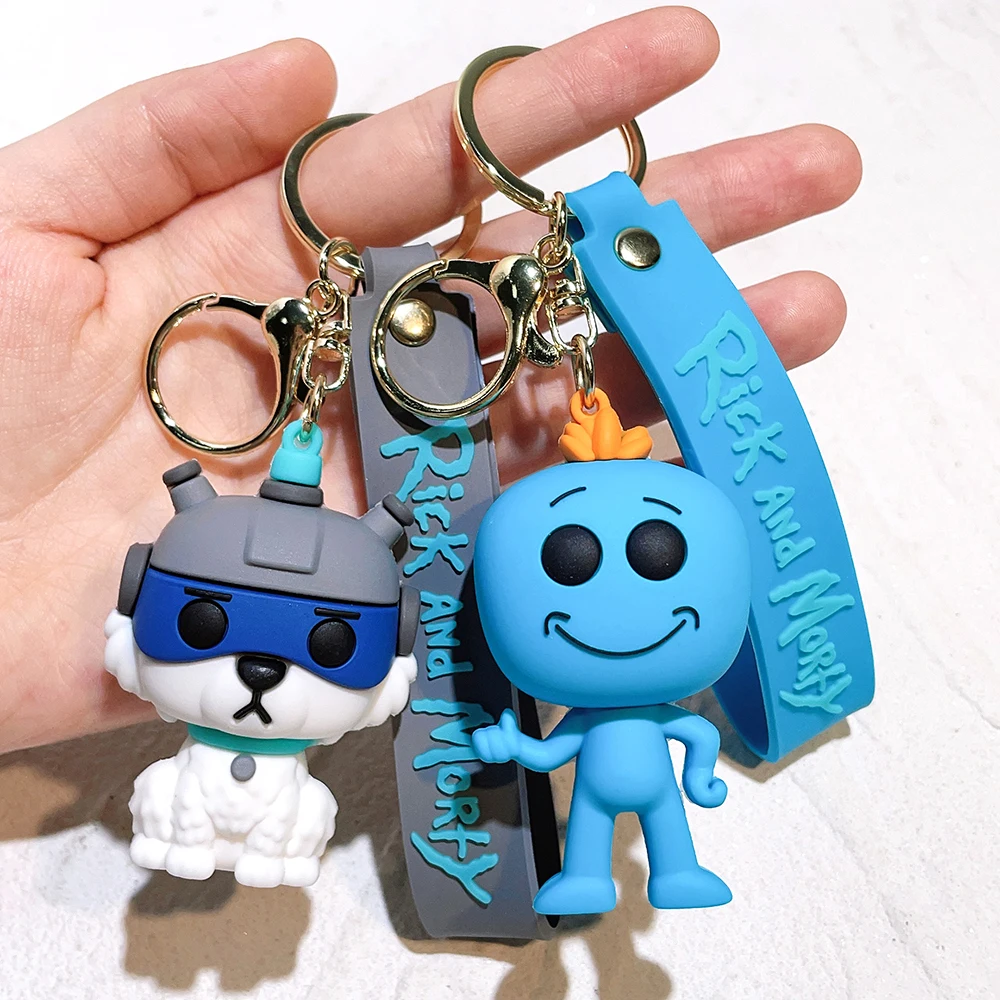 Anime Rick and Morti Keychain Cute Cartoon Figure Keyring Fashion Bag Pendent Car Key Accessories Jewelry Kids Toy Xmas Gifts