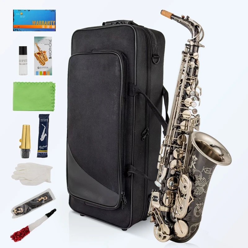 French Kalwos tenor saxophone S90 in brass, with complete accessory kit including mouthpiece