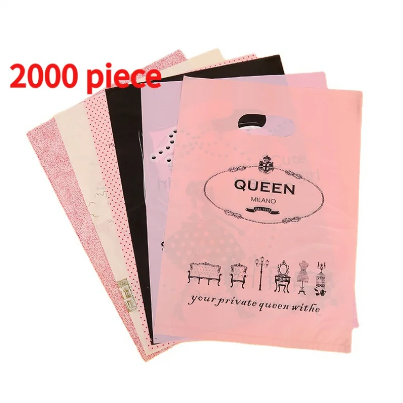 

20 00piece.Custom.Custom Logo Printed Boutique Die Cut Handle Plastic Packing Shopping Bags Retail Business