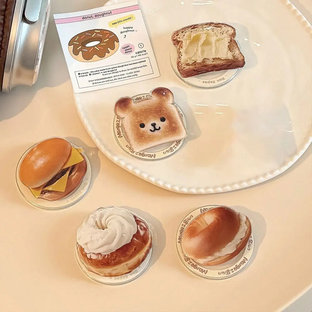 

New Foldable Bread Toast Phone Holder Cute Cartoon Style Hamburger Phone Grip Adorable Korean Style Tok Style Stand for Magsafe